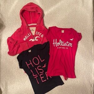 Hollister M Pink hoody. Free t-shirts M Hot Pink, S Navy blue.